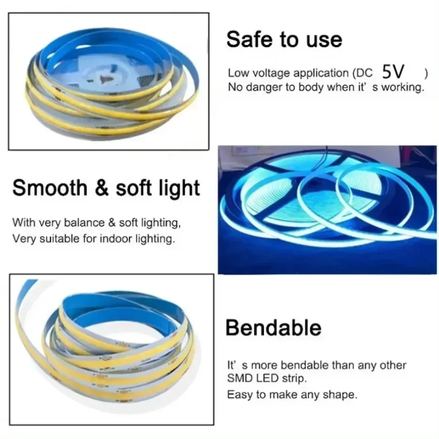 5V USB COB Светодиодная лента 3M 4M 5M Сенсорная линейная лента с затемнением Гибкая диодная лента Внутреннее освещение ТВ Зеркало Подсветка Декор комнаты (art.: 3920ceb4e28b6) - 3920ceb4e28b6