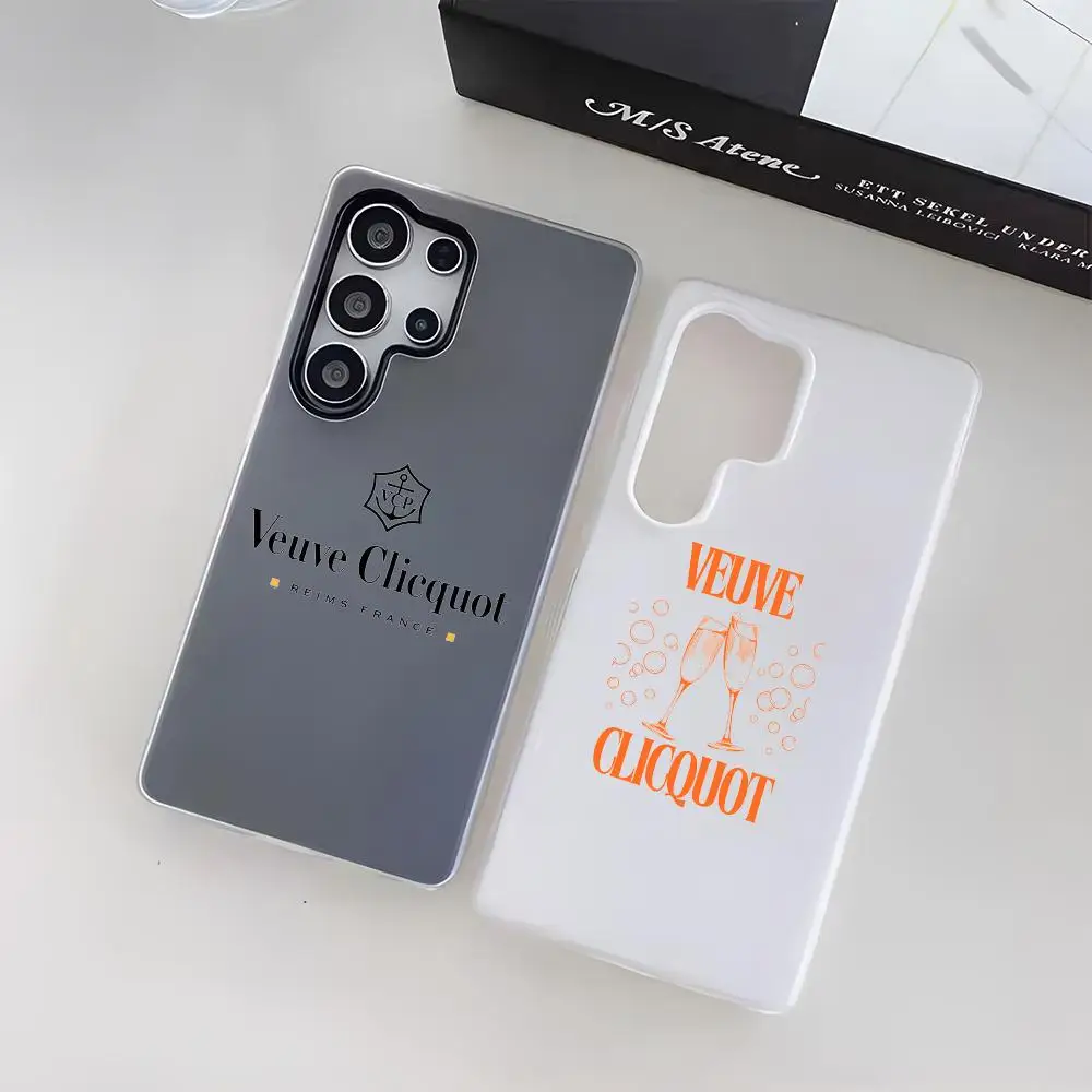 Фото Роскошный чехол V-Veuve C-Clicquot для Samsung Galaxy S25 S24 S22 S23 Ultra S21 S20 Plus, матовый, противоударный, мягкий, с эффектом желе №1