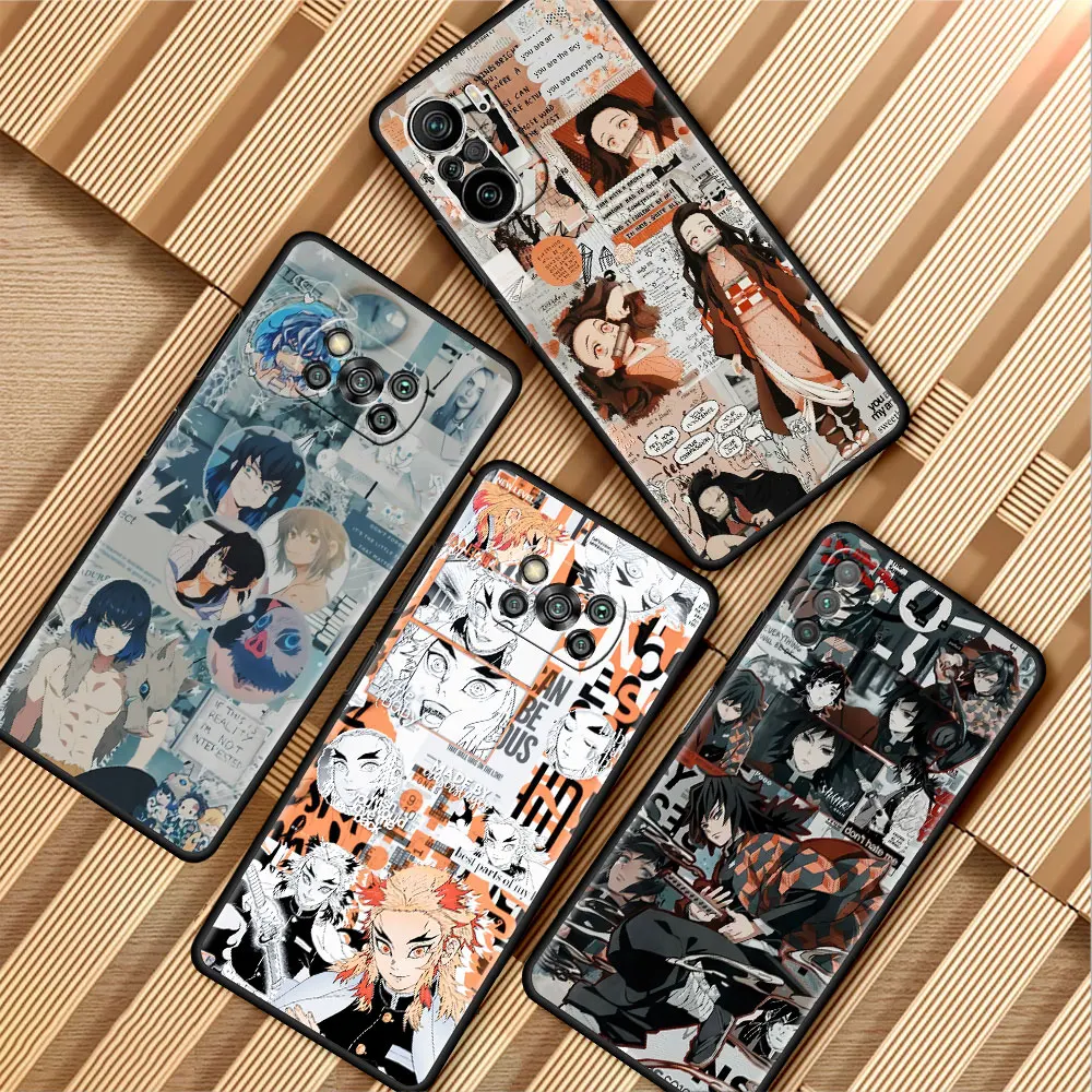 

Kimetsu Yaiba Demon Slayer Phone Case For Xiaomi Mi Poco X3 NFC X4 M4 M3 Pro F1 F4 F3 GT C40 11T 11 Lite 5G Fundas Black Cover