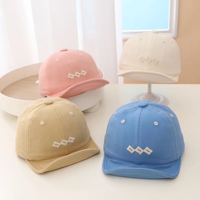 

Korean Version Ins Baby Hat Spring and Summer Soft Brim Peaked Cap Solid Color Embroidery Square Kids Shade Baseball Caps
