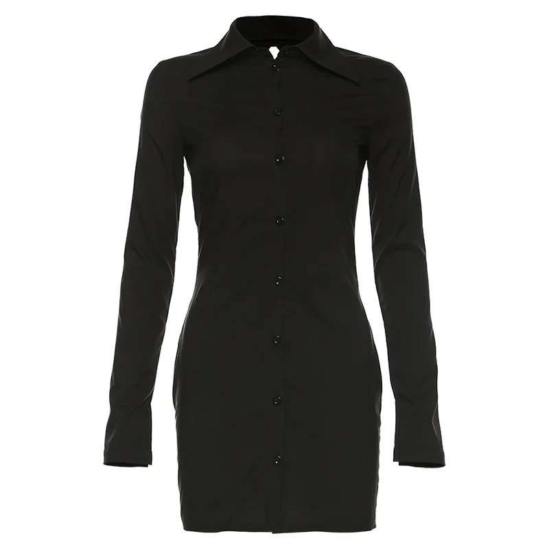 

Однотонное однобортное платье-рубашка Kendall Jenner с открытой спиной 2022, женское осеннее мини-платье