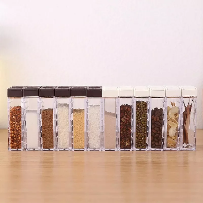

2022New Spice Seasoning Box PP Salt Pepper Jars Box For Kitchen Spice Storage Organizer Box Home Organization
