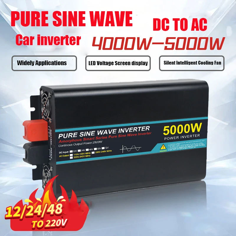 

Инвертор солнечной энергии, 5000 Вт, 4000 Вт, 2800 Вт, 16000 Вт, 12 В постоянного тока в 220 В переменного тока, инвертор с немодулированным синусоидальны...
