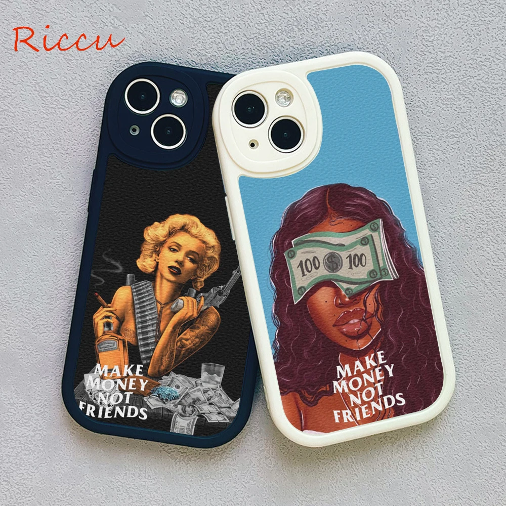 

MAKE MONEY Not Friends Phone Case for Iphone 14 13 11 12 Pro MAX 13 12 MiNi 7 8 plus iphone14 XS XR Lambskin Protective Covers