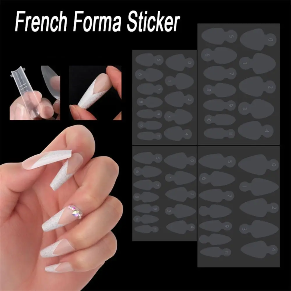 

12Pcs Reusable Soft Silicone Pads Stencil French Forma Sticker for Poly Nail Gel Duet System Dual Form for French Manicure Tool