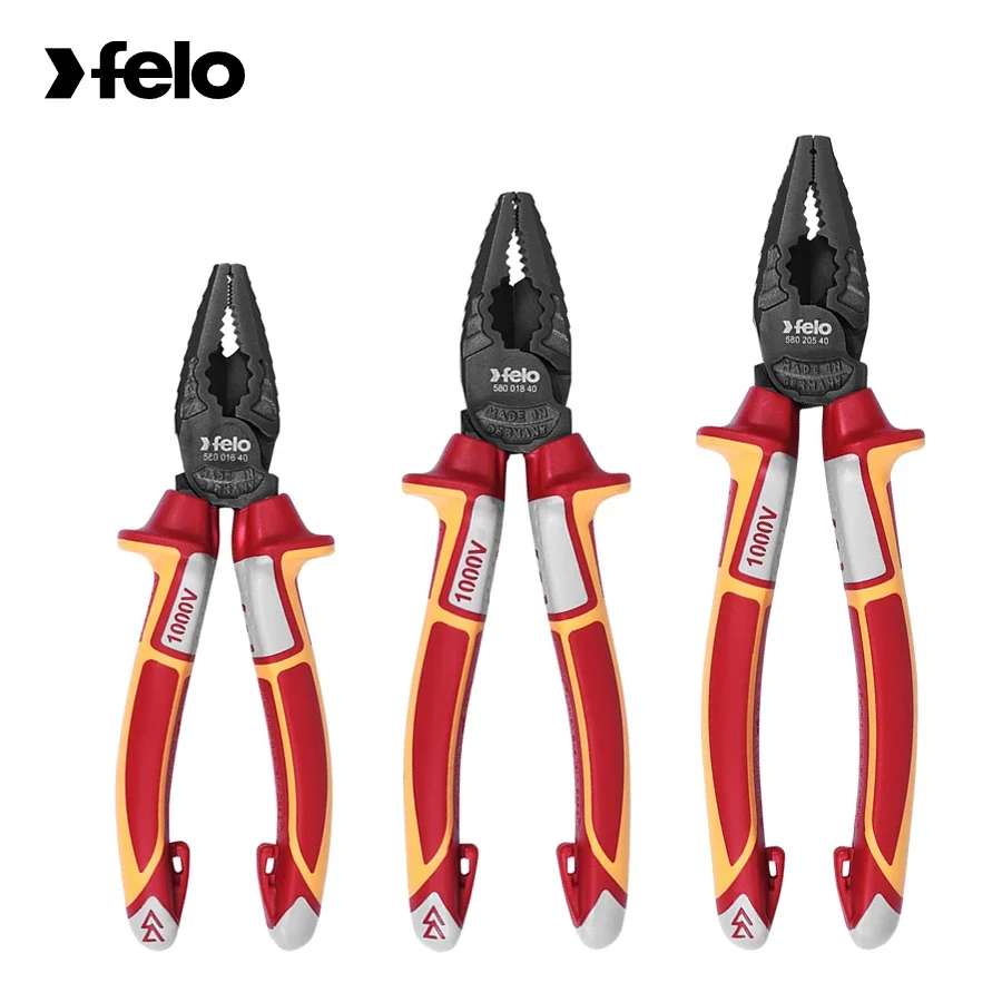 Фото Инструмент безопасности Felo 1000 В Комбинированные плоскогубцы с изоляцией VDE для проводов и кабелей Эргономичная изысканная конструкция 580 016 40 |   580 018 40 №1