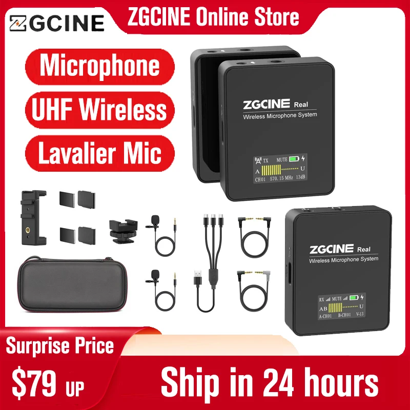 

Беспроводной петличный микрофон ZGCINE GO UHF, 600 мАч, 50 м