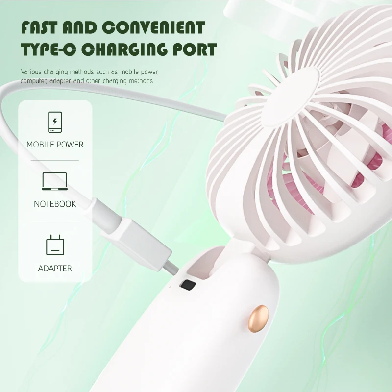 Мини-ручной вентилятор Портативный портативный перезаряжаемый мини-складной с 3