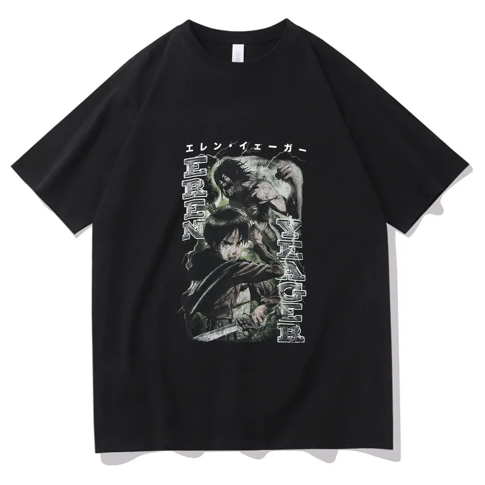 

Attack on Titan Juvenile Eren Jaeger Graphic Print T-shirt for Men Fashion Harajuku Japan Anime T Shirt Cotton Unisex Loose Tees