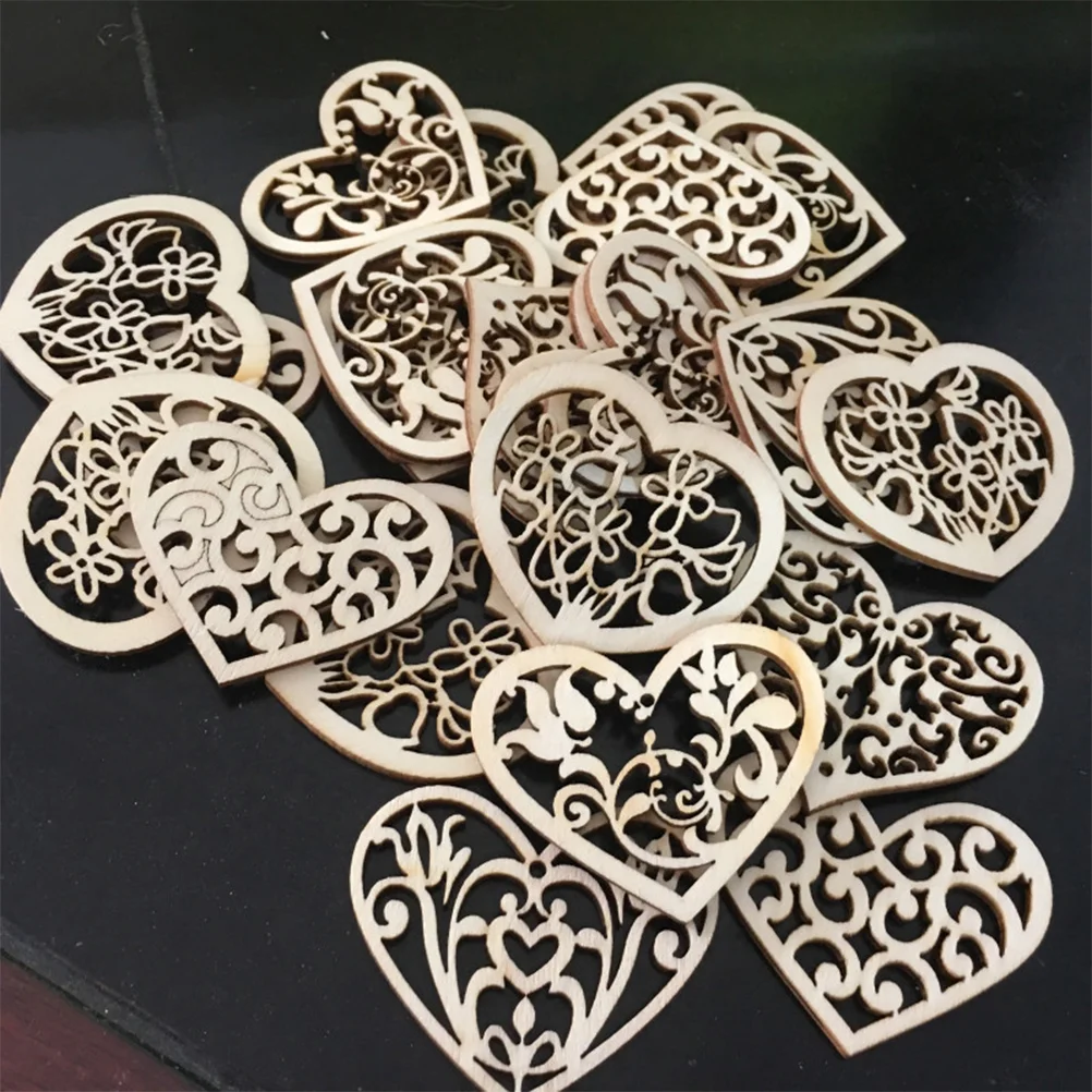 

100pcs Slices Flower Creative Heart Hollow Out Pendant Piece for Christmas
