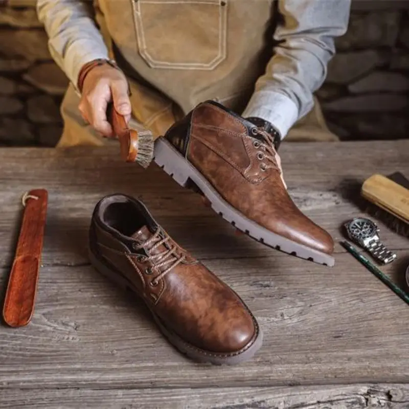 Ботильоны мужские кожаные на шнуровке модная Уличная Повседневная обувь ручной