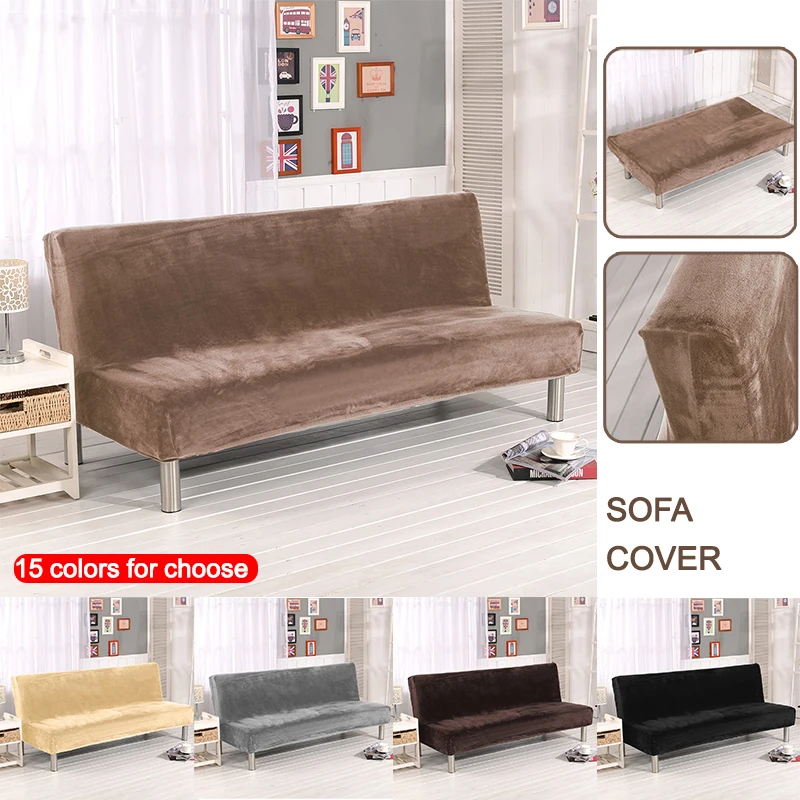 

Plush Fabric Fold Armless Sofa Bed Cover Folding Seat Slipcover Thicker Covers Bench Couch Protector Elastic Futon Cover Winter