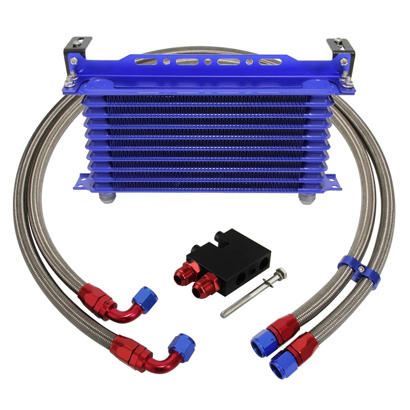 

Масляный радиатор AN10, 10 рядов, с кронштейном и шлангом, подходит для BMW 3 серии N54 135 135i E82 335 335i E90 E92 E93 2006-2011, черный/синий