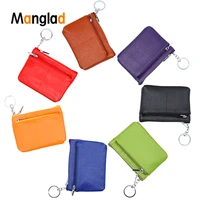 genuine zipper leather coin purse women wallet mini purse for men female short small coin purse retro key holder money bag