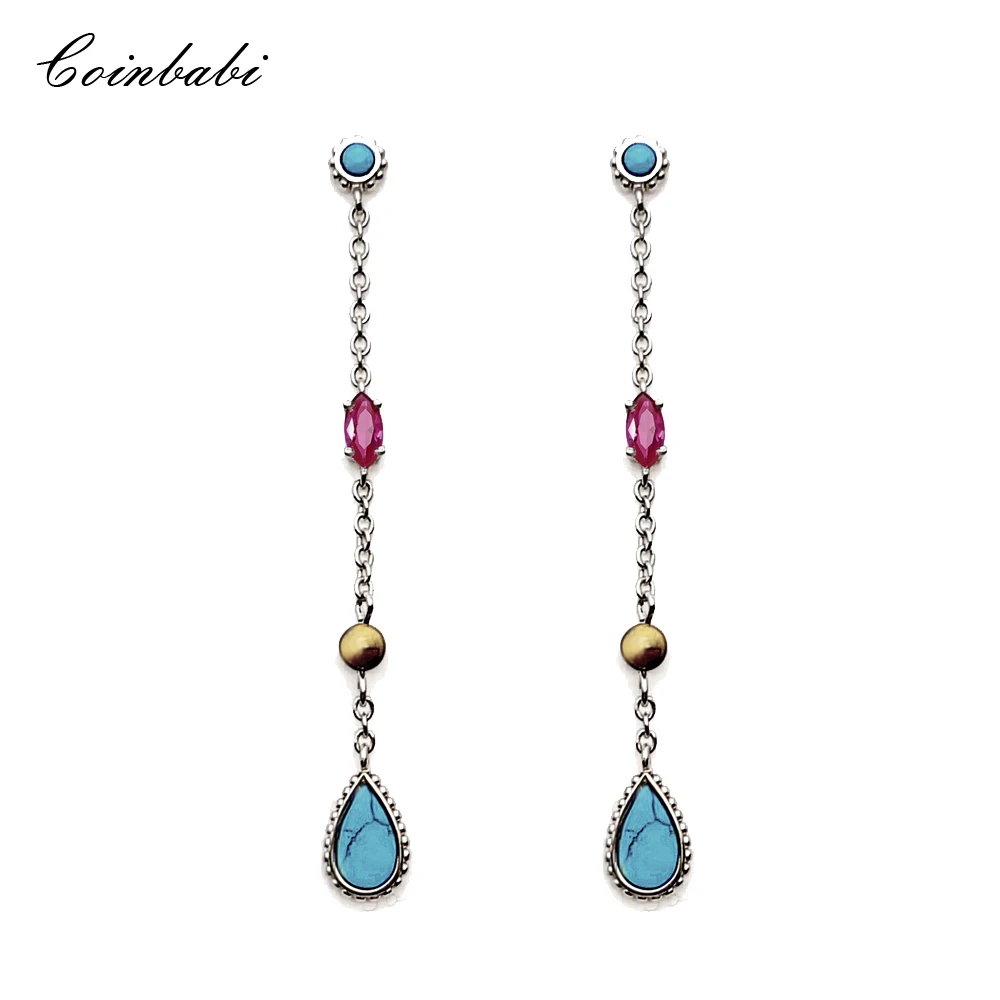

Серьги-подвески из серебра 925 пробы с камнями