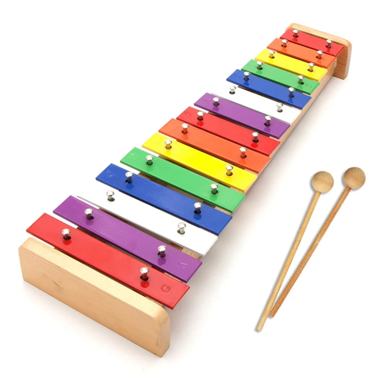 

15 Notes Xylophone Piano Wooden Instrument Children's Baby Music Toy Belt 2 Mallets Improve Children's Music Toy