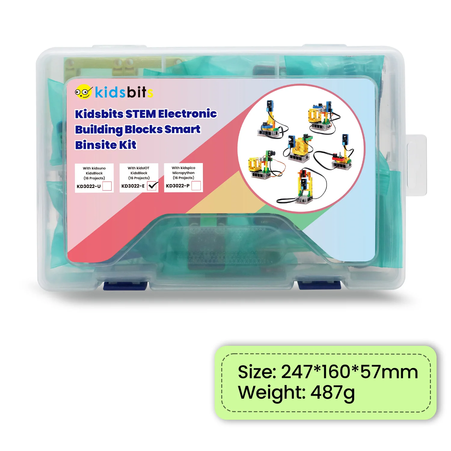 Kidsbits STEM Electronic DIY Pack Строительные блоки Smart Binsite Sensor Kit для Arduino ESP32 Python Language