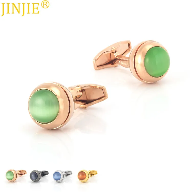 

Запонки мужские с зелёным опалом, 4 цвета