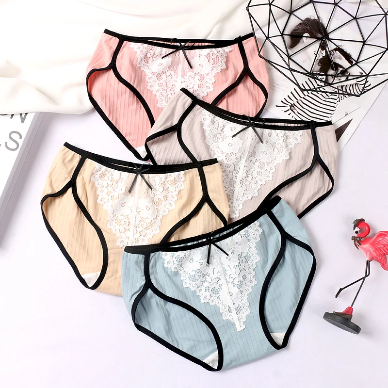 

Women's Cotton Panties Plus Size Bow Splicing High Lace Cute Cotton Briefs Sexy Underwear Large Sizes Lingerie for Women 6XL