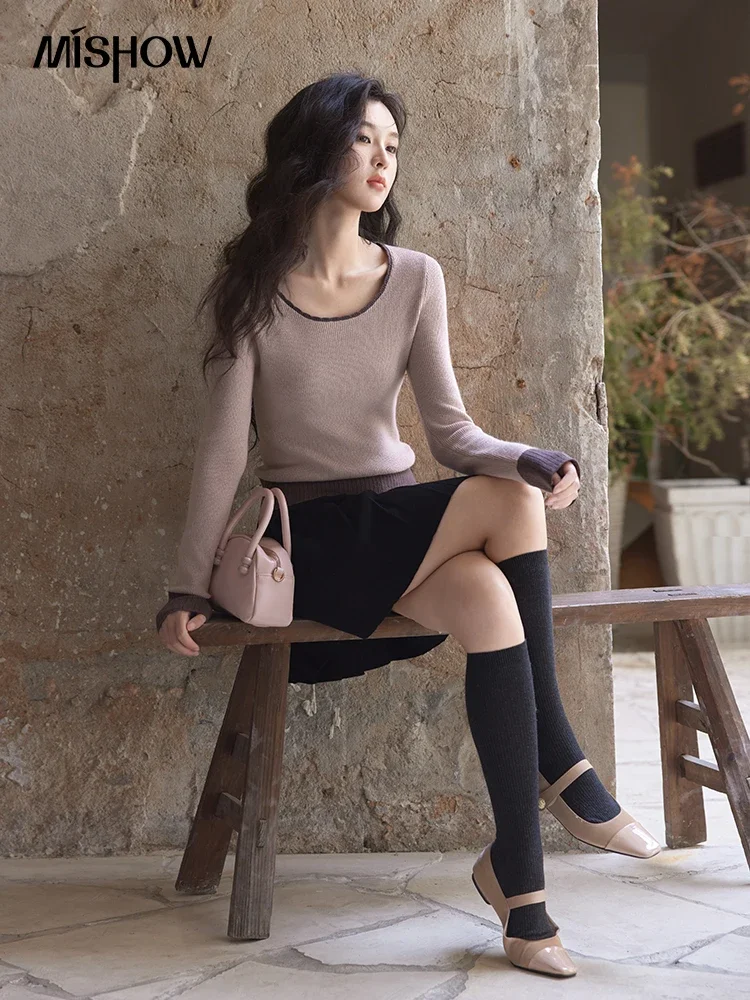 MISHOW минималистичный теплый свитер для женщин 2024 осень-зима простые базовые