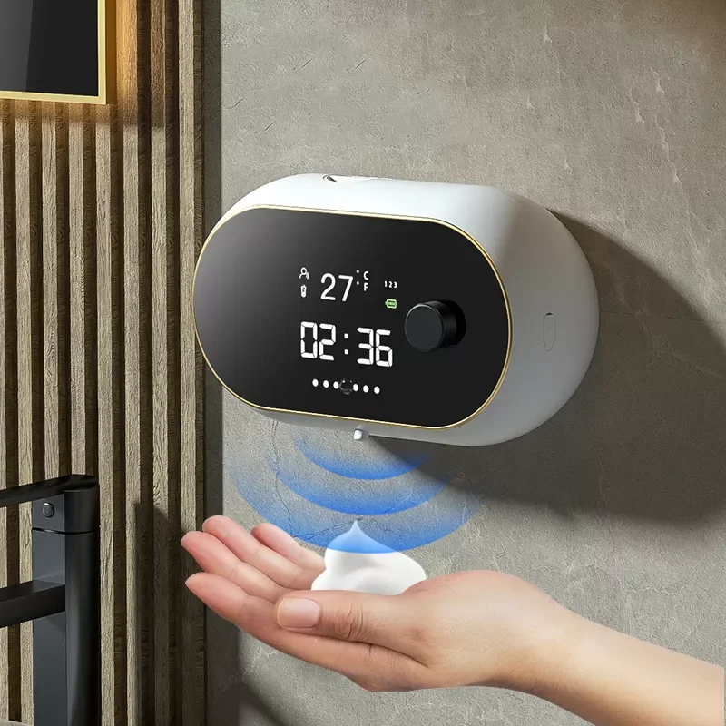 

NEW IN 450ML LED Digital Display Soap Despenser Automatic Infrared Foam Soap Dispensers USB Charging Wall Mounted Bathroom Acces