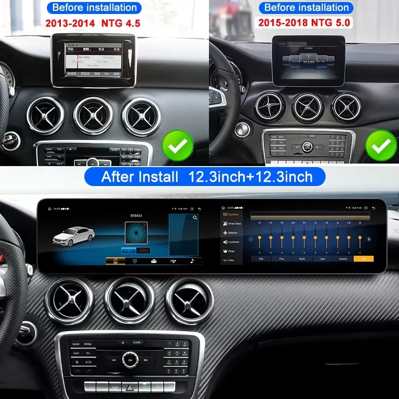 Фото 25.6 CarPlay Auto Android14 L RHD для Mercedes Benz A B C Class GLA CLA W205 W245 W246 W176 X156 C117 2013-2020 Экран Автомобильный Радиоприемник №2
