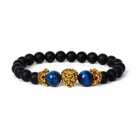 reiki tiger eye lion bracelet men fashion obsidian bead charm bracelet women vintage crown energy hematite jewelry gift pulseira