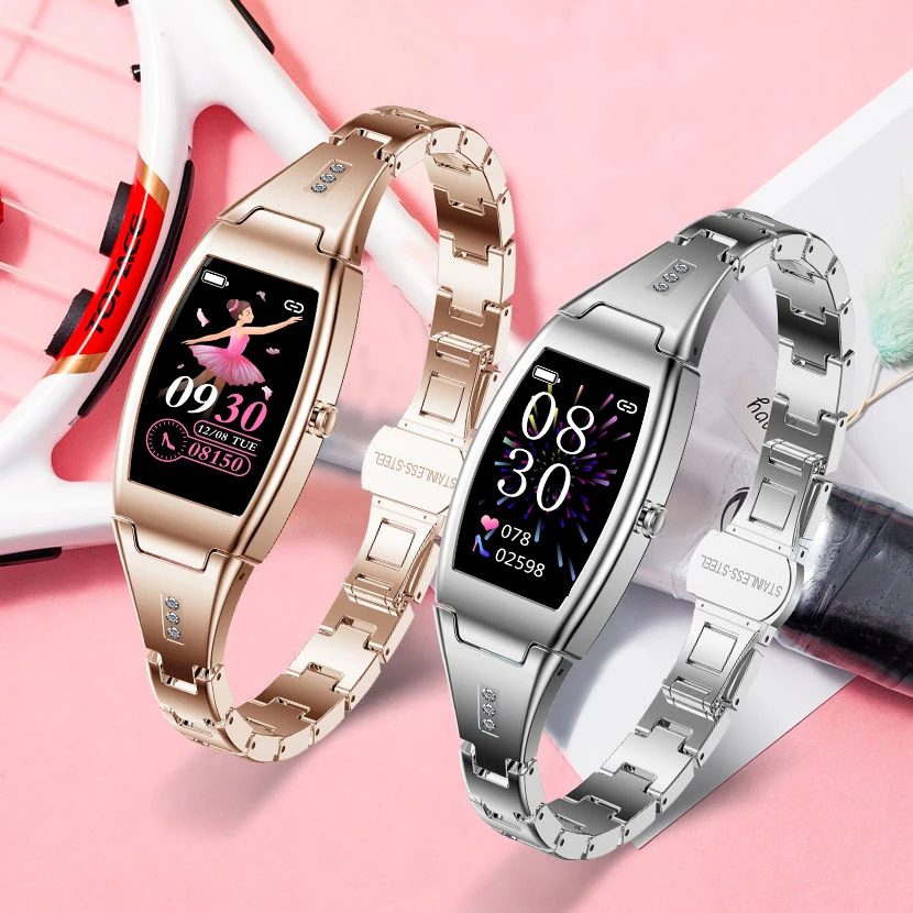 

2022 New Rose gold Women's Smart Watch Waterproof Lovely Bracelet Heart Rate Monitor Smartwatch For Women Ladies Pedometer Clock