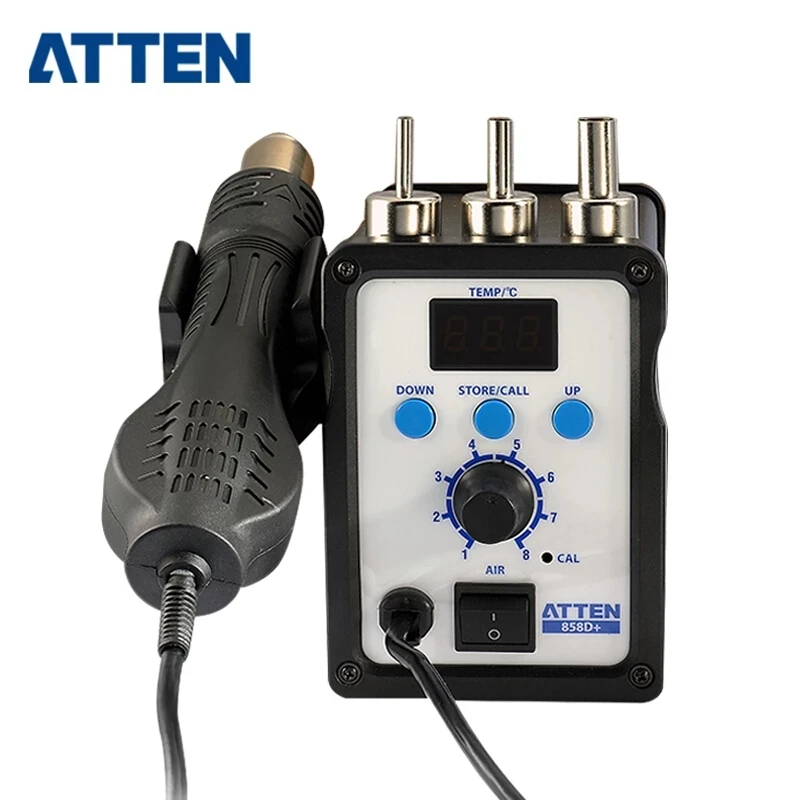 

ATTEN AT858D+ 700W Hot Air Rework Station Fan Type Pump 110V/220V LED Digital Solder Station Hot Air Gun for BGA IC Desoldering