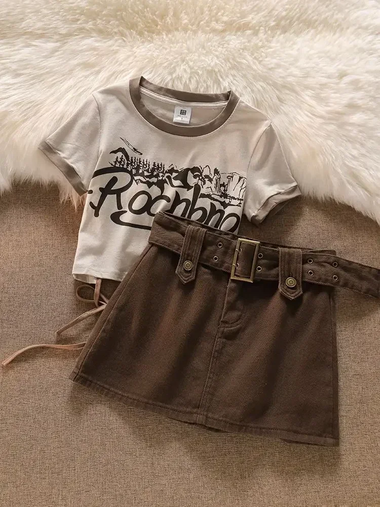 2024 модный универсальный костюм в стиле ретро короткий топ на шнуровке для