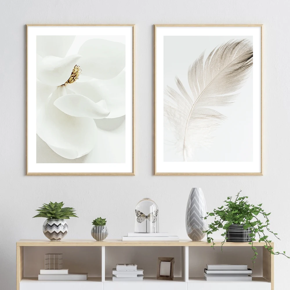 

Feather Petal Wall Art Canvas Painting Nordic Posters And Prints Black White Room Decor Wall Pictures For Living No Frame