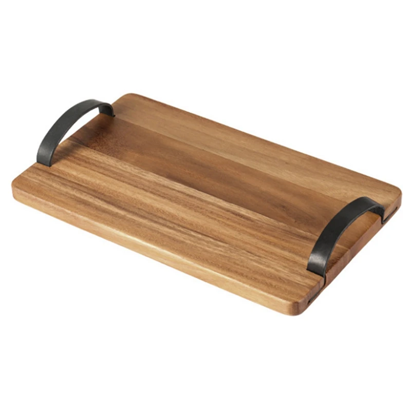 

Ретро-поднос для чая, бытовой твердый планшетовый поднос, ручка для пивоваренного стола, прямоугольный креативный поднос