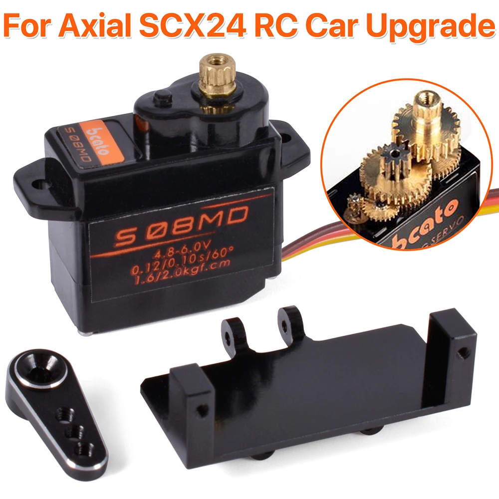 

Metal Gear Upgrade Micro Servo for Axial SCX24 1/24 RC Car Servo motor with Mount 15T Metal Arm