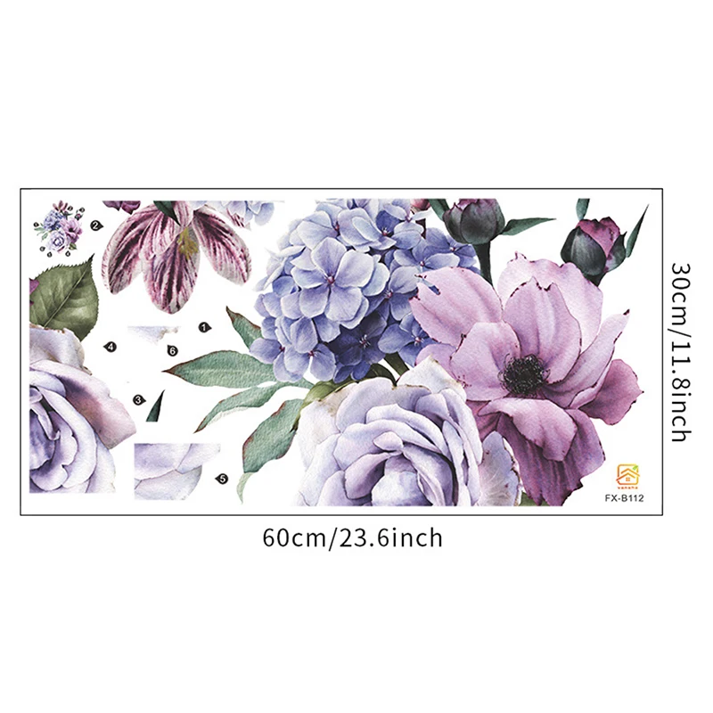 Романтическая Настенная Наклейка с фиолетовыми цветами домашняя роспись обои