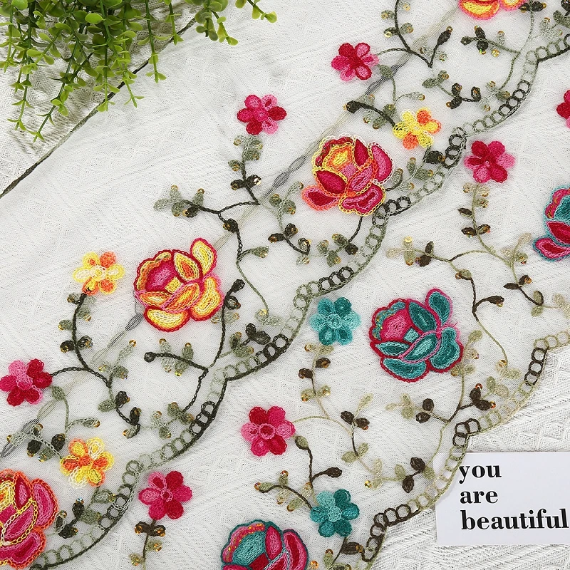 

20Yards Embroidered Lace Fabric Mesh Lace Craft Floral Ribbon Lace Trim For Lingerie Bra Sewing DIY Bridal Doll Dress