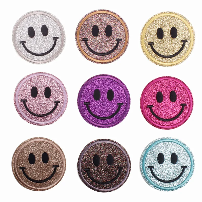 

9pcs Shiny cartoon cute smiling For DIY Iron on Embroidered Patches For Hat Jeans Sticker Clothes Sew Patch Applique Badge Decor