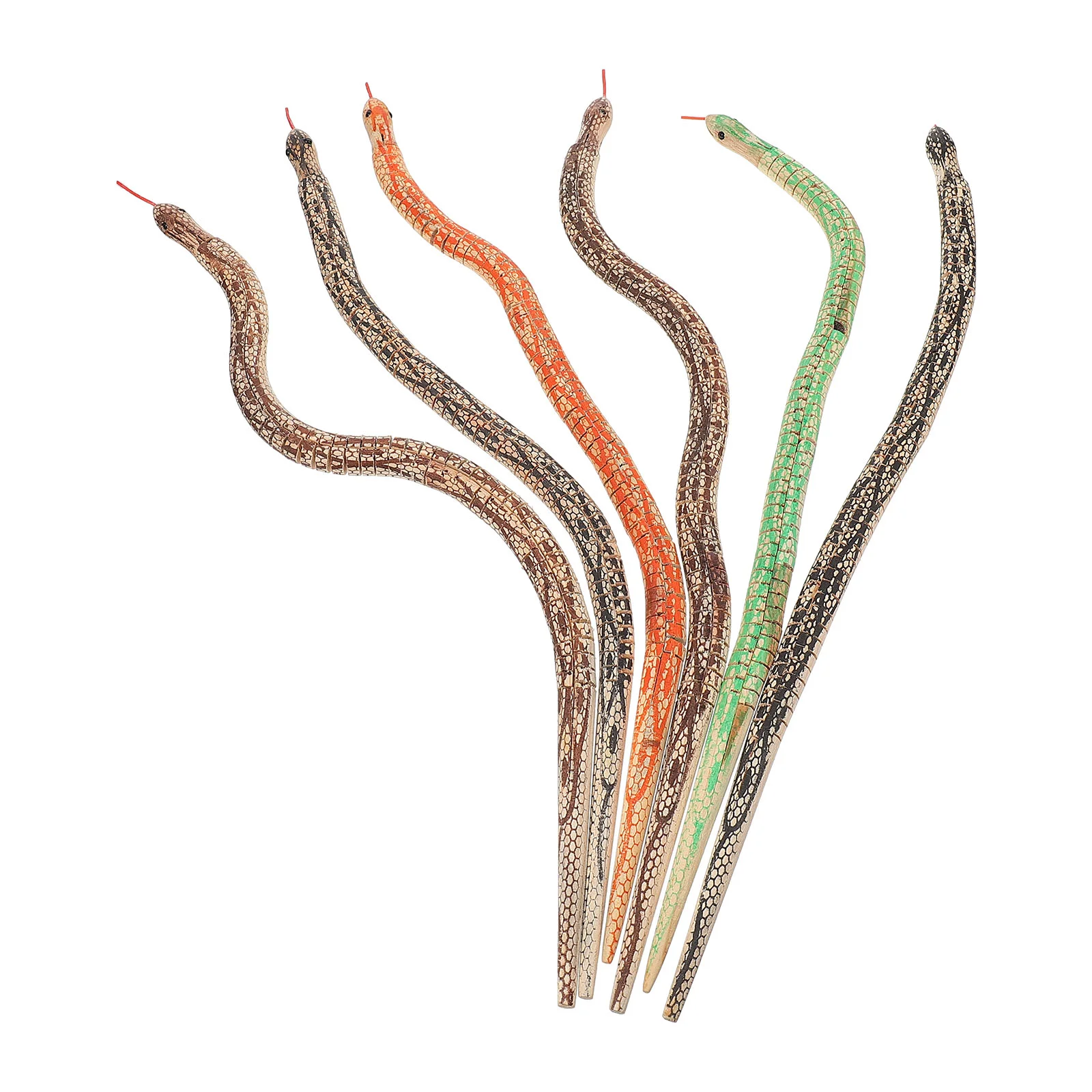 

6Pcs Wood Imitation Snake Snakes Model Scared Snakes (Random Color)