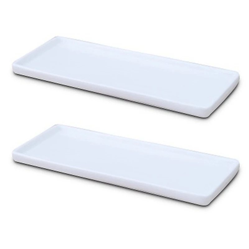 

2X Rectangular Ceramic Tray Plate White Porcelain Rectangular Plate Mouthwash Cup Tray Bathroom Living Storage Tray