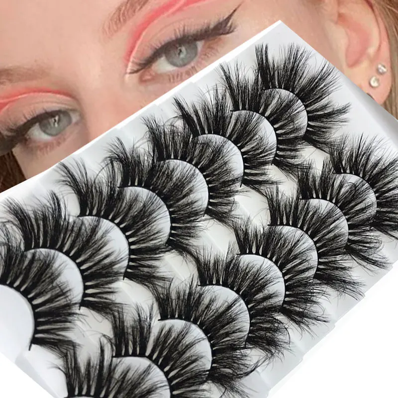 

8 Pairs 25mm Messy Cross False Eyelashes Multilayer 6D Faux Mink Natural Thick Long Lash Extension Beauty Makeup Tool Reusable