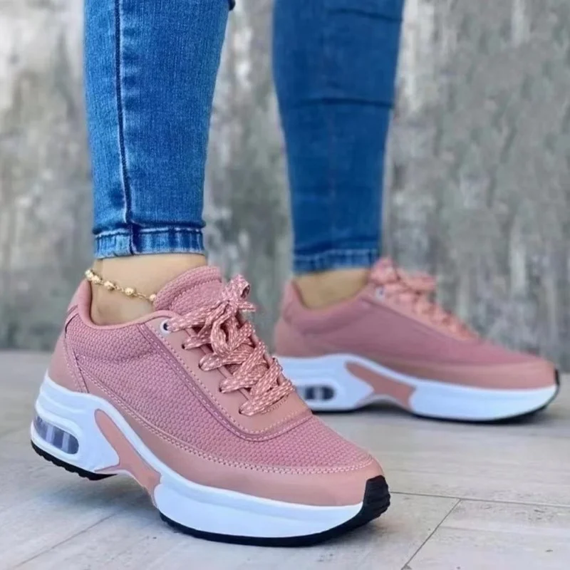 

2022 Women Shoes Lace-Up Casual Platform Sneakers Comfortable Hollow Outdoor Solid Heightening Summer Footwear Chaussures Femme