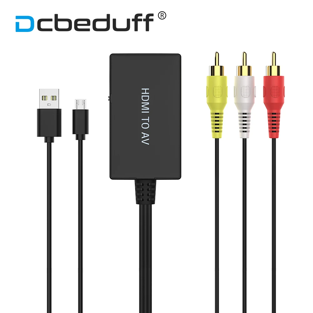 

Адаптер HDMI в RCA AV/CVBS, преобразователь HD видео, HDMI в RCA AV CVBS L/R видео 1080P Mini HDMI2AV, поддержка NTSC PAL