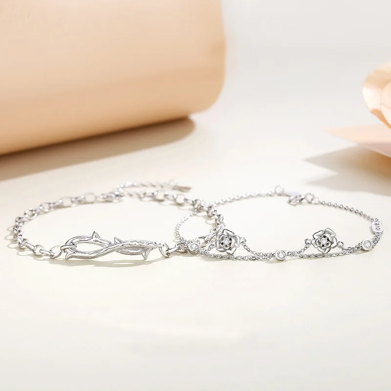 

Briar and Rose Couple Bracelet Sterling Silver Creative Design Luxxury Branch Bracelet Valentine's Day Gift