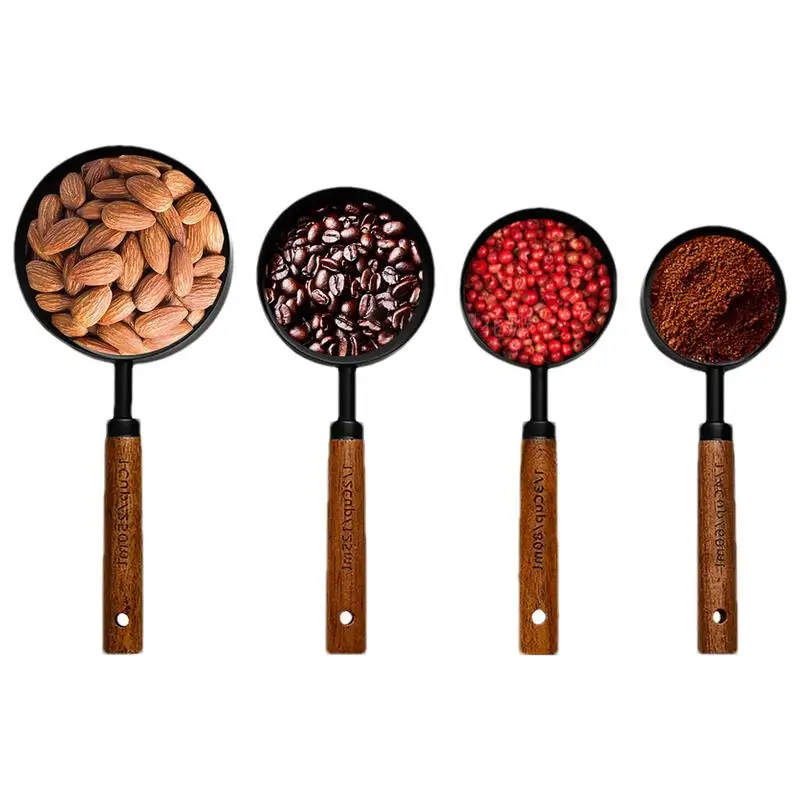 4 шт. мерная ложка столовые ложки с деревянной ручкой из акации штабелируемые