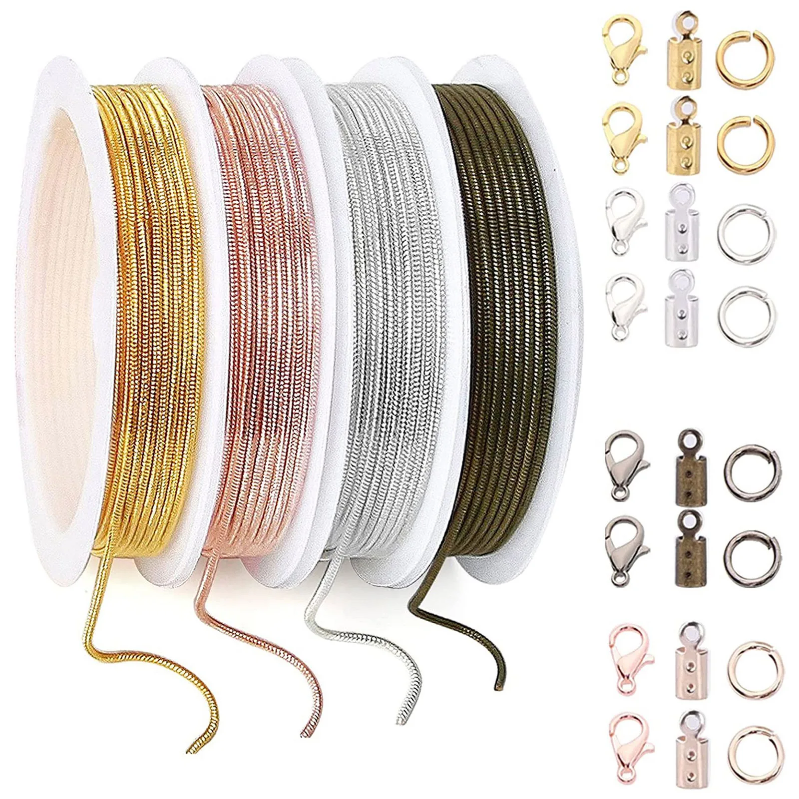 

1 Set Copper Jewelry Findings Kit Accessories 12m 1.2mm Snake Bone Chain Clip Open Ring Lobster Buckle Clasp Cord Ends