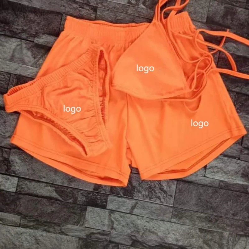 Летняя женская тройка для плавания N--K 2022: бикини, комплект из трех цельных купальников с фирменным логотипом, сексуальное пляжное обмундирование.