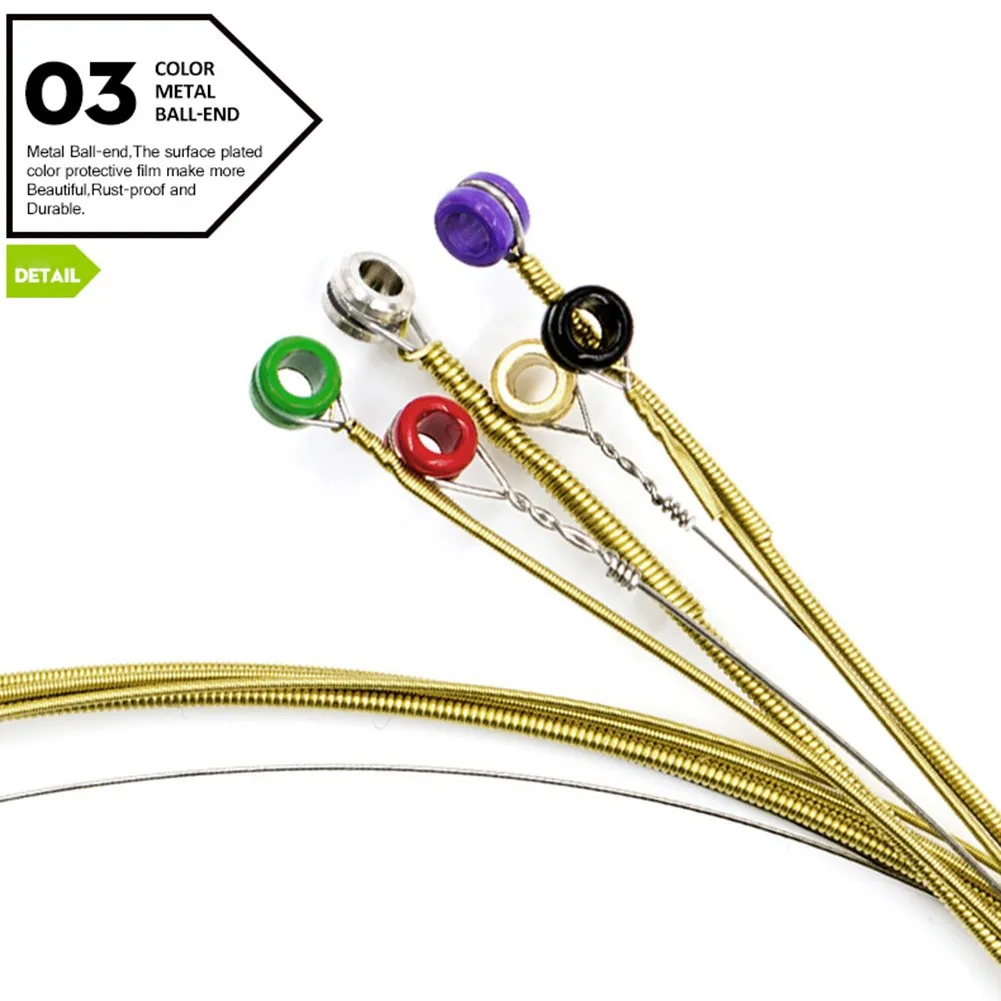 

Orphee Acoustic Guitar Strings Full-Size Light Medium 10-47 11-52 12-53 Gauges Carbon Steel Metal String Guitar Parts Accessory