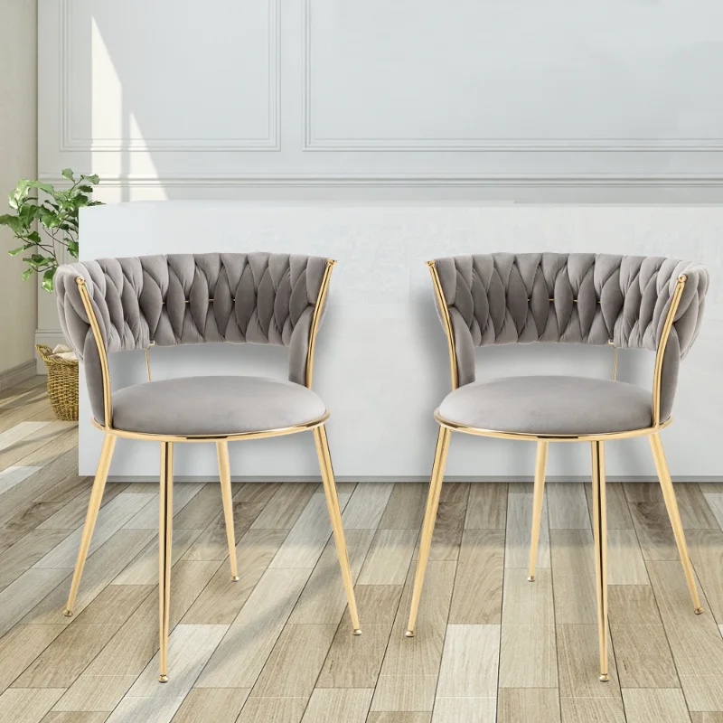 

COOLMORE Leisure Dining Chairs with 2PC /Set Grey Velvet [US Stock]