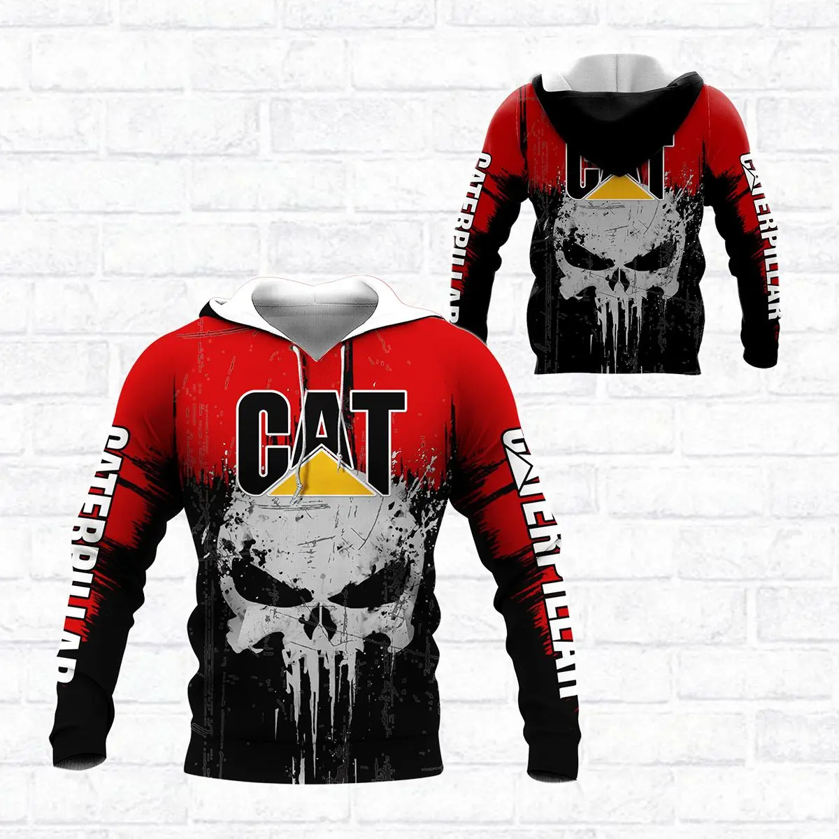 

New fashion trend brand excavator CATlogo car sweatshirt racing suit men's 3D printing hooded zipper shirt casual unisex jacket