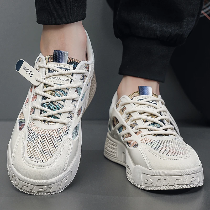 Модные кроссовки мужская обувь дышащая для ходьбы сетчатые повседневные в