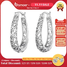 BAMOER 18K Gold Plated Filigree Hoop Earrings 925 Sterling Silver Vintage Vine Earrings For Women Fine Jewelry Original Design
